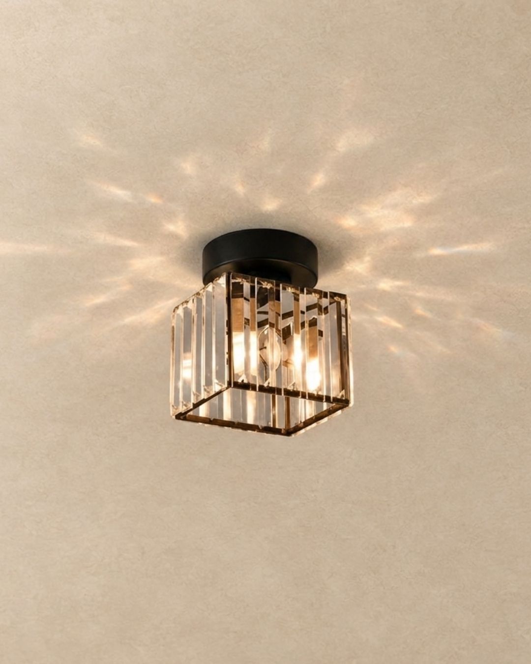 Amia ceiling light, square shape in black, product photograph