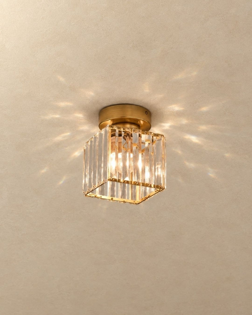 Amia ceiling light, square shape in gold, product photograph