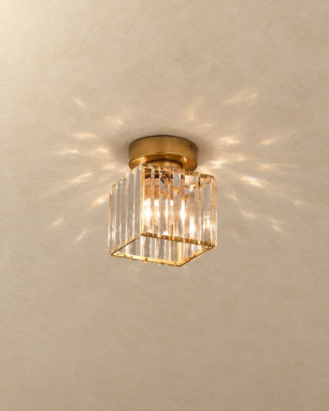Amia ceiling light, square shape in gold, product photograph