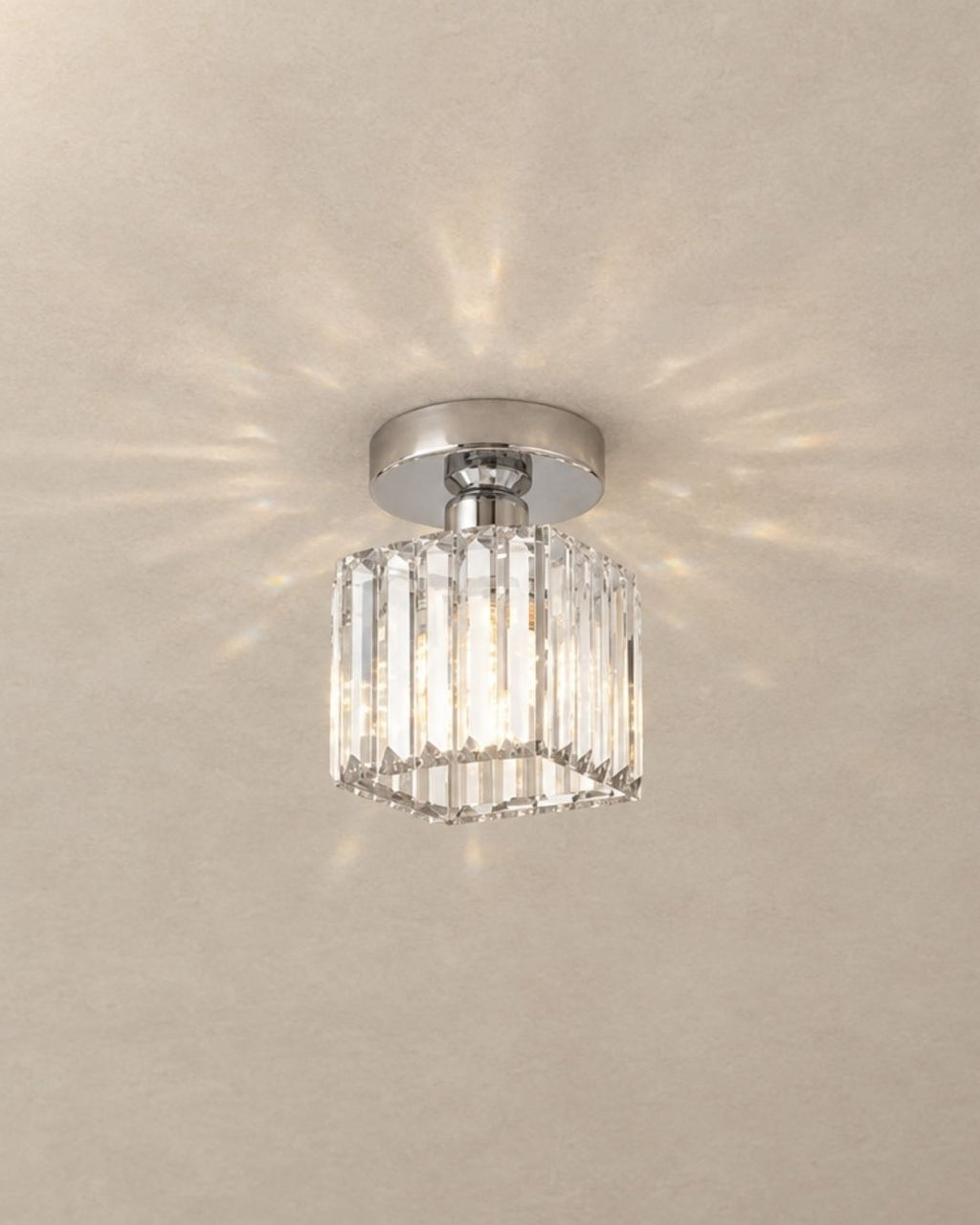 Amia ceiling light, square shape in silver, product photograph