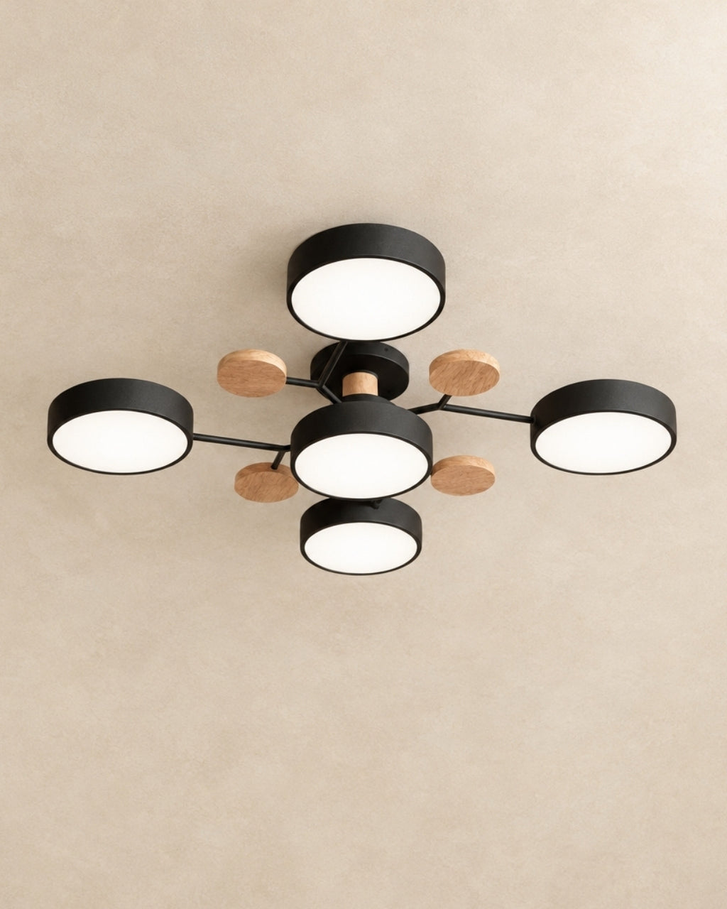 Amsel ceiling light in black, 5 lights, product photograph