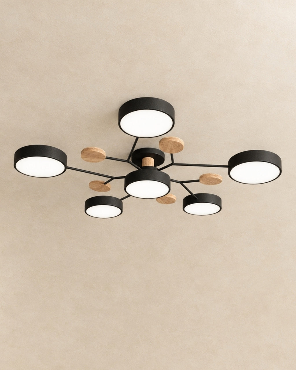 Amsel ceiling light in black, 6 lights, product photograph