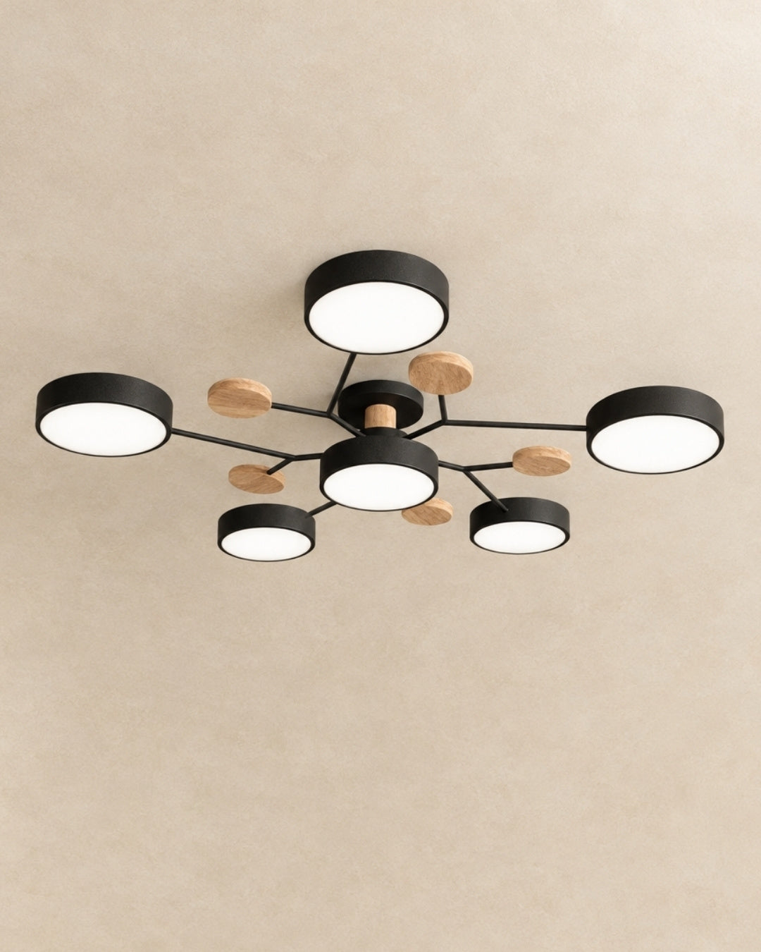 Amsel ceiling light in black, 6 lights, product photograph