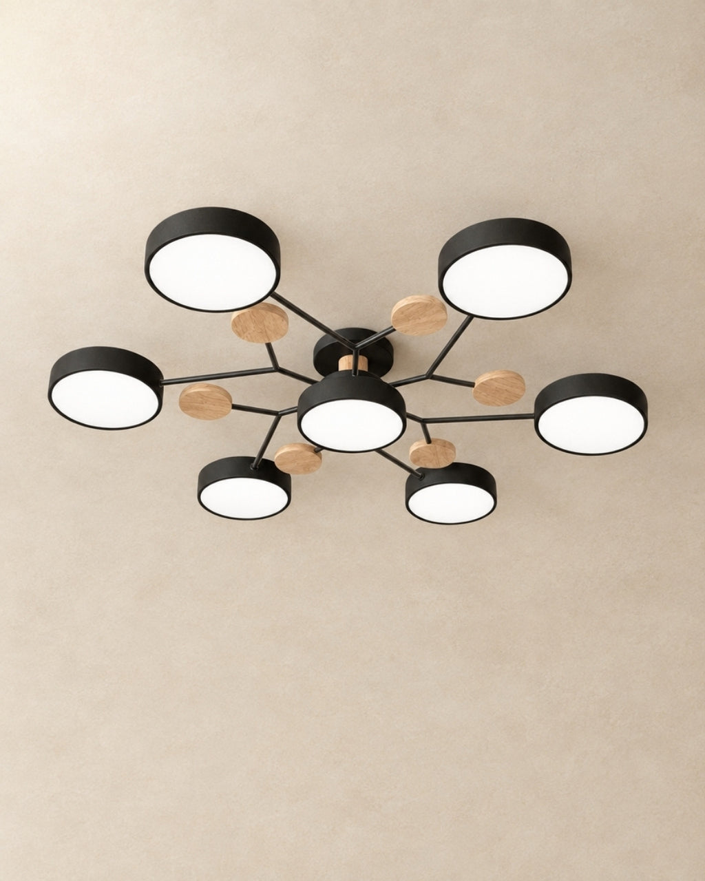 Amsel ceiling light in black, 7 lights, product photograph