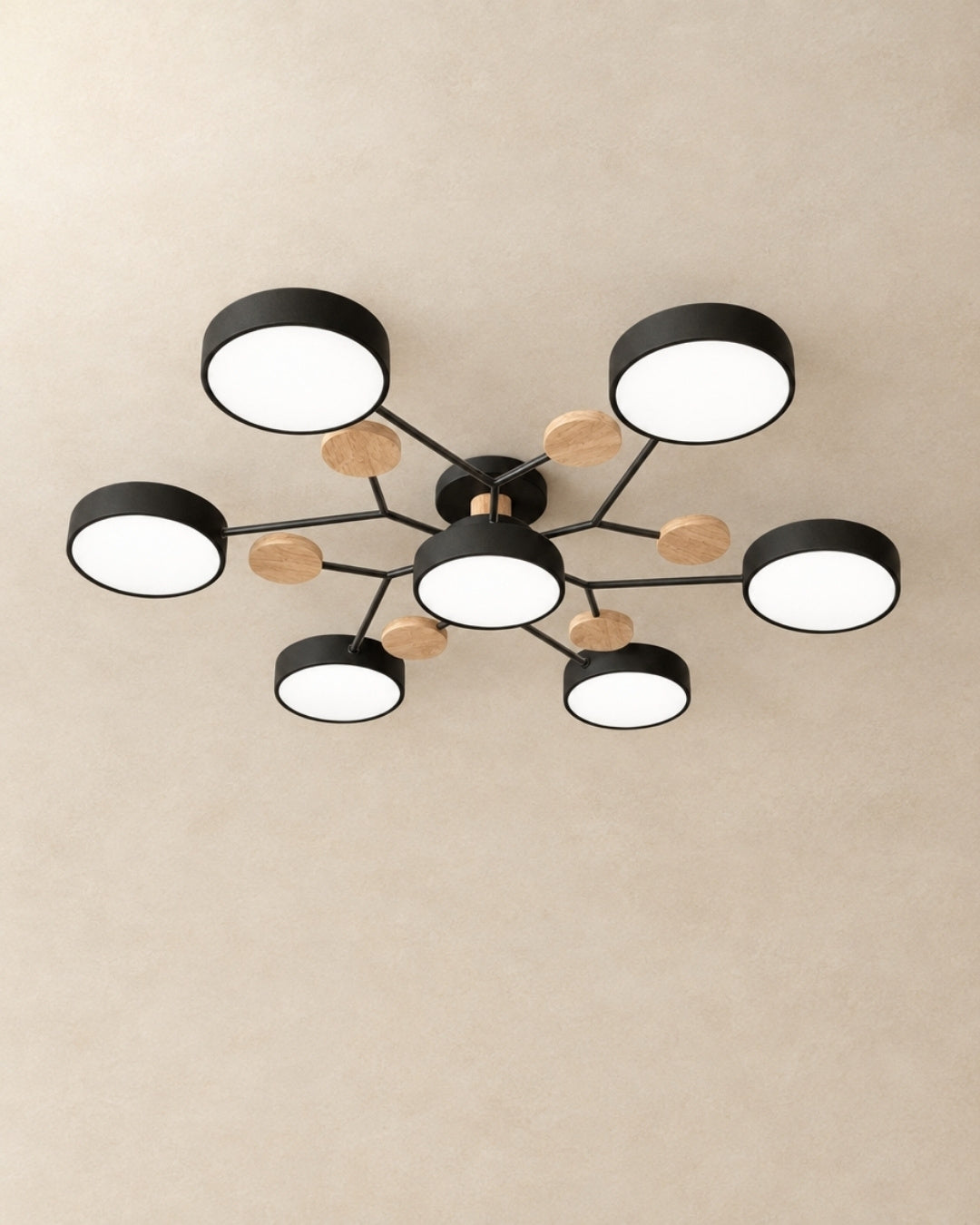 Amsel ceiling light in black, 7 lights, product photograph