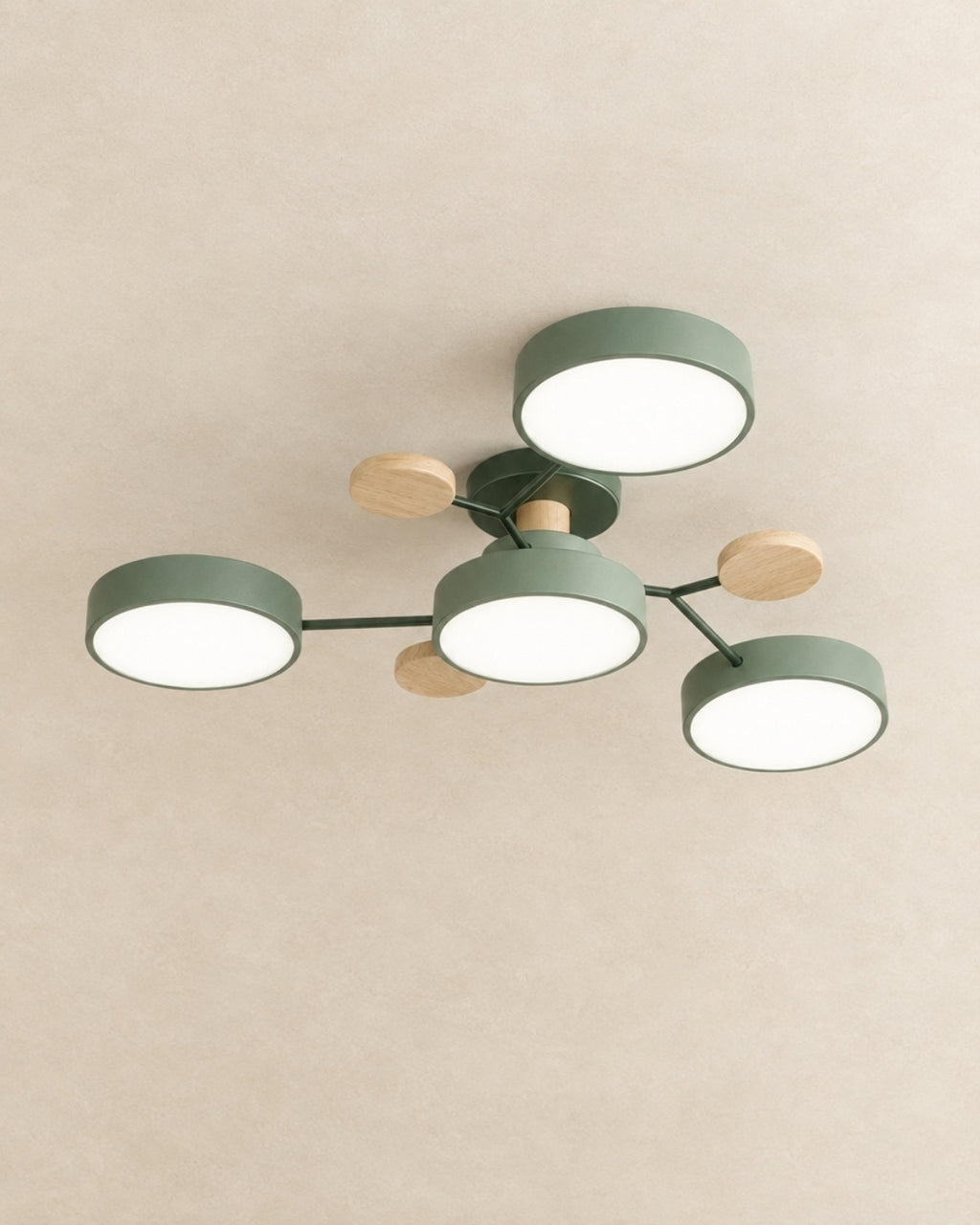 Amsel ceiling light in green, 4 lights, product photograph