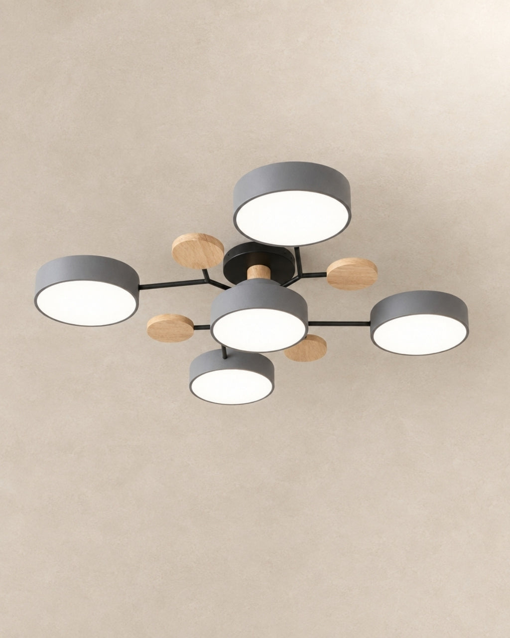 Amsel ceiling light in grey, 5 lights, product photograph
