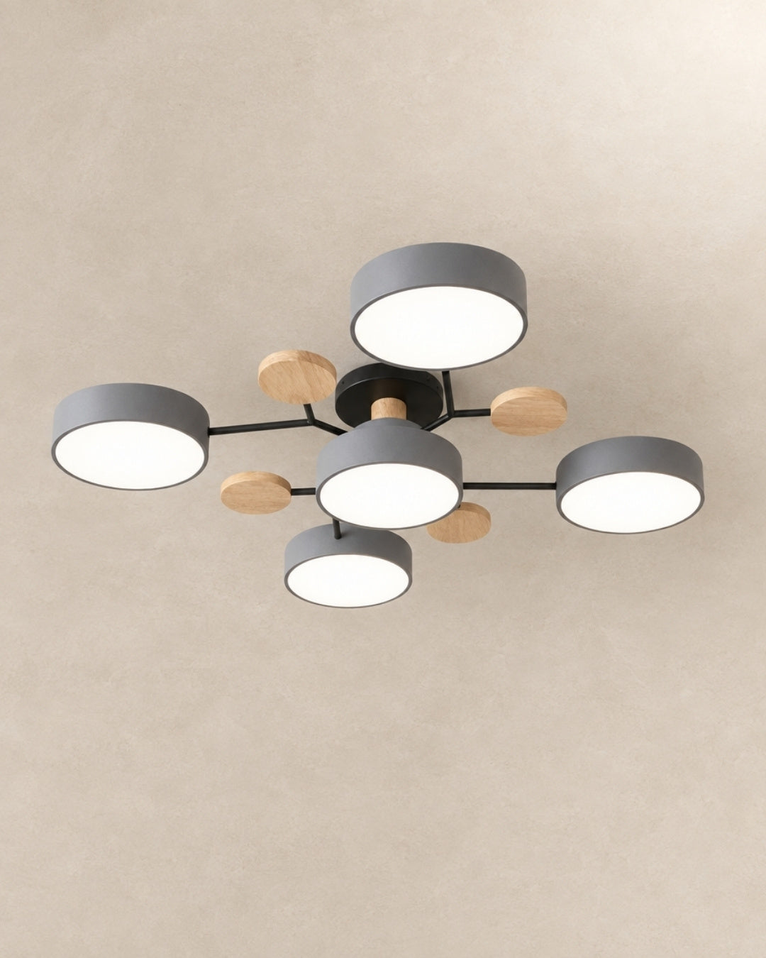 Amsel ceiling light in grey, 5 lights, product photograph