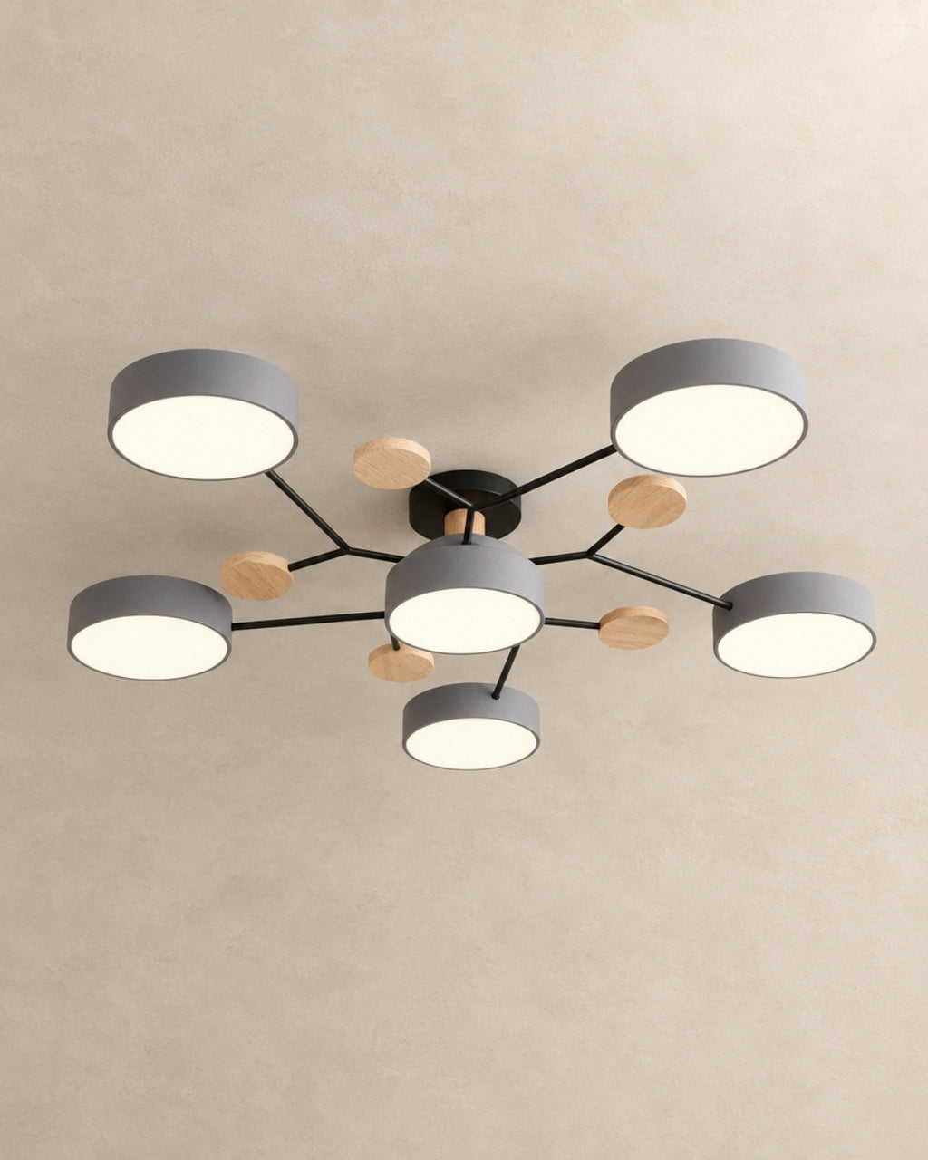 Amsel ceiling light in grey, 6 lights, product photograph