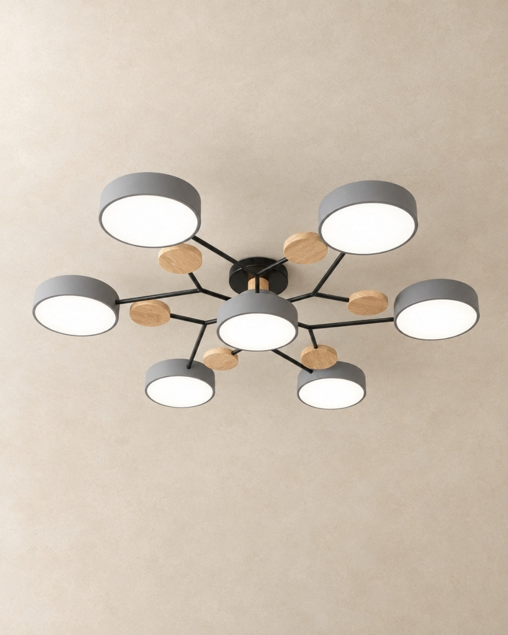 Amsel ceiling light in grey, 7 lights, product photograph