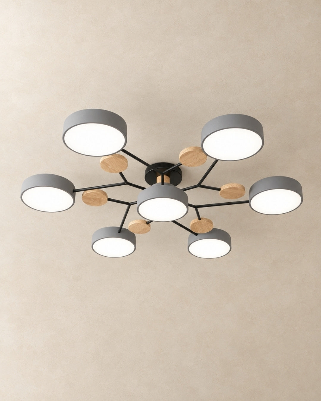 Amsel ceiling light in grey, 7 lights, product photograph