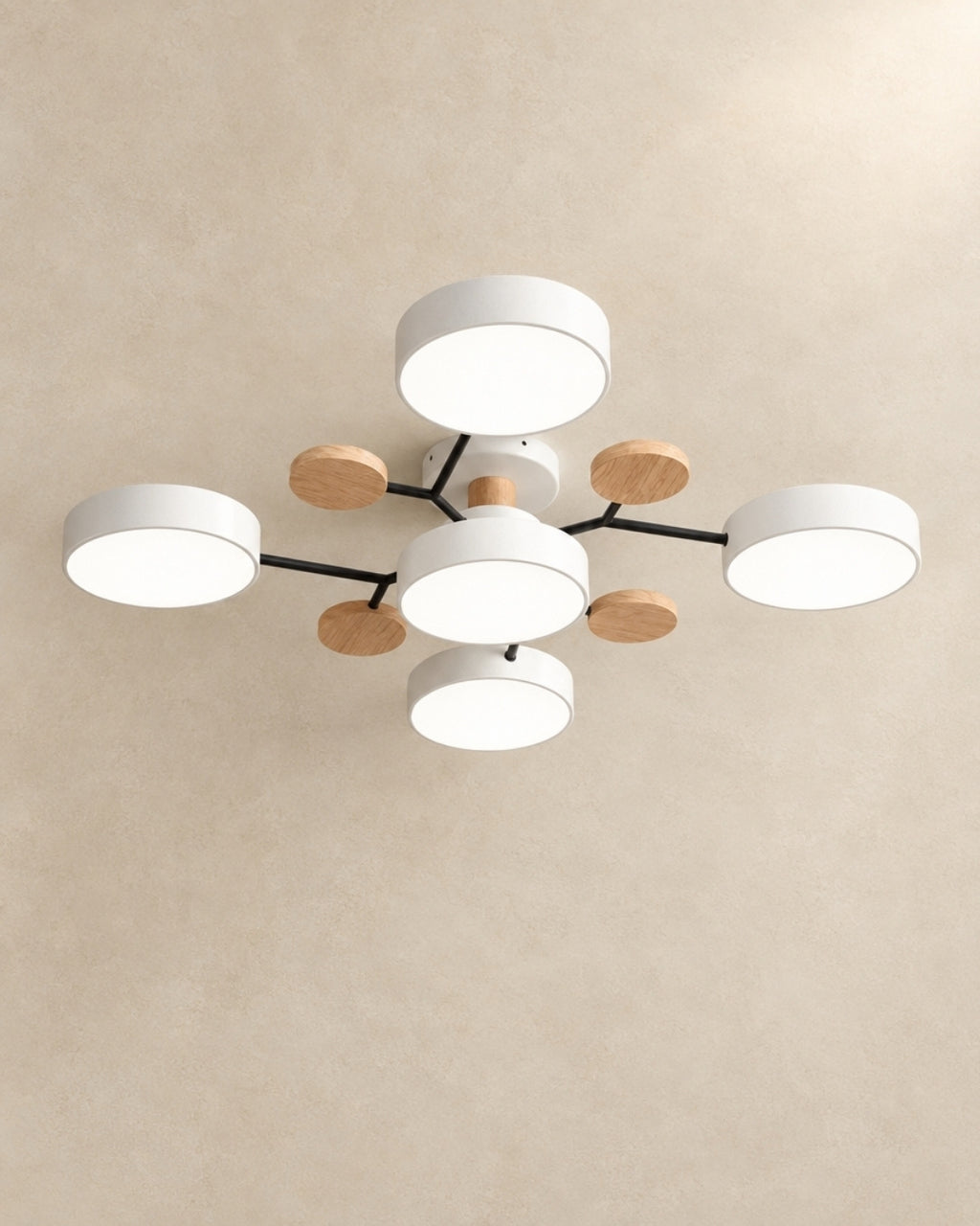 Amsel ceiling light in white, 5 lights, product photograph