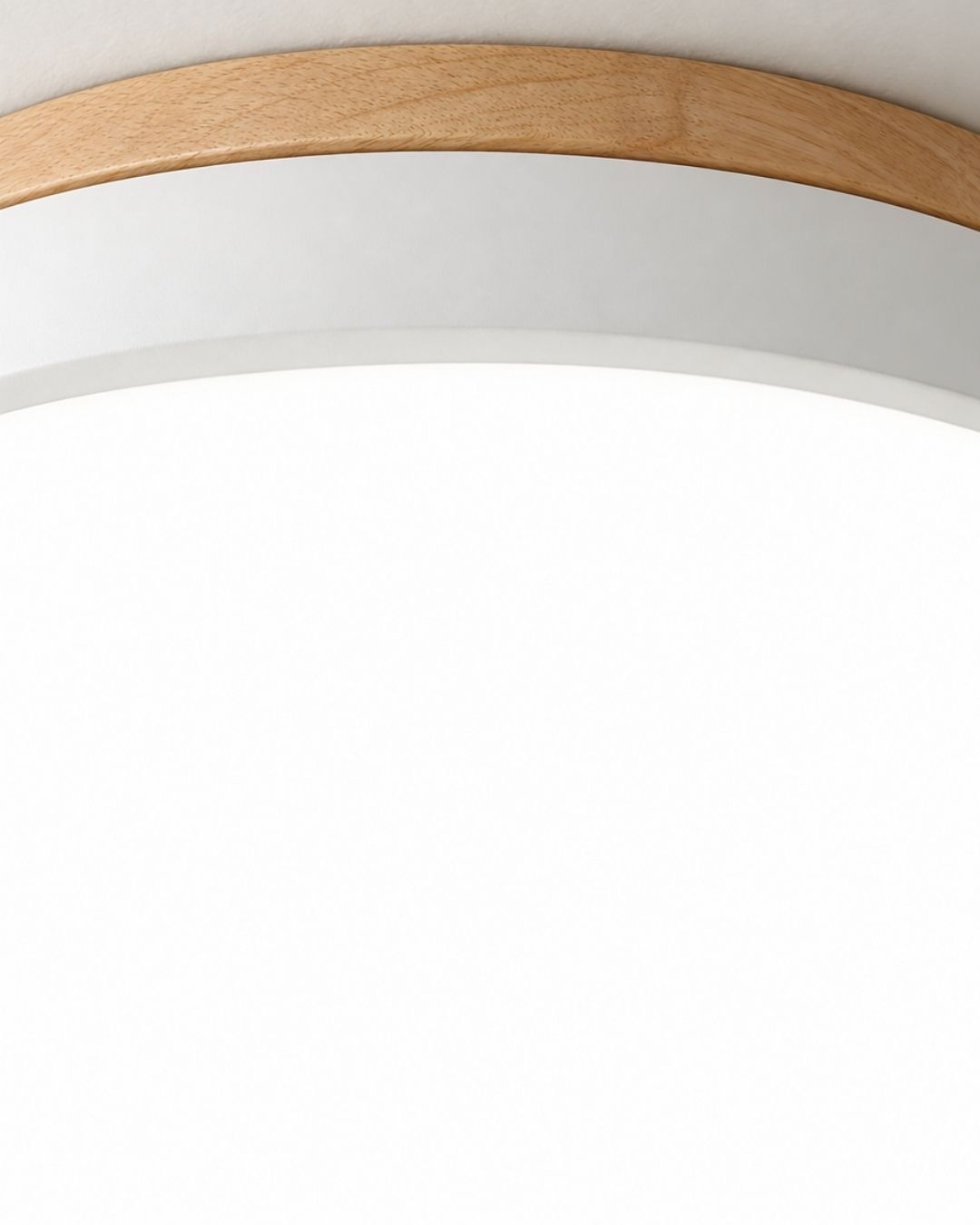 Feno ceiling light in white, sharp close-up view from below