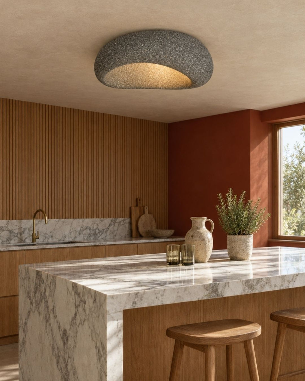 Luna ceiling light in dark grey, above a kitchen dining area