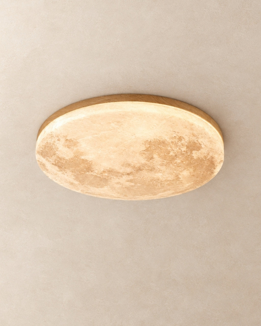 Erva ceiling light in warm wood, product photograph