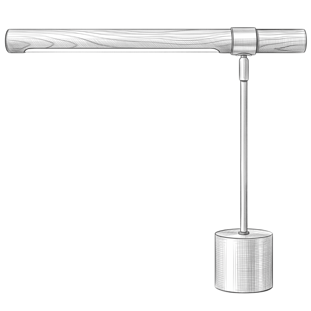 Fine-line pencil illustration of the Askel desk lamp