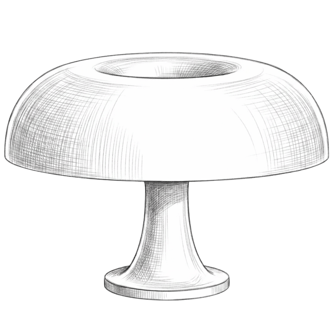 Fine-line pencil illustration of the Beven table lamp