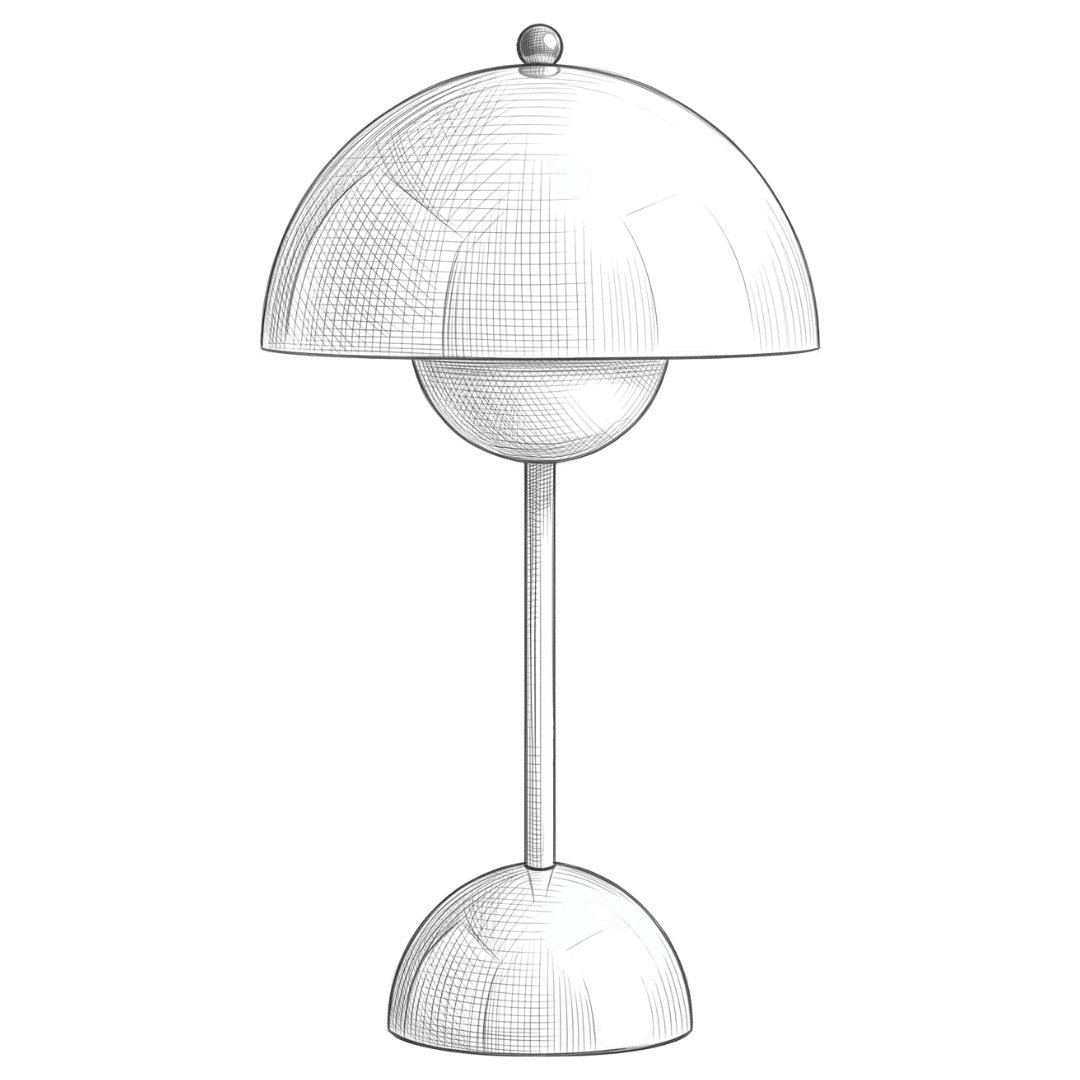 Fine-line pencil illustration of the Elsin table lamp