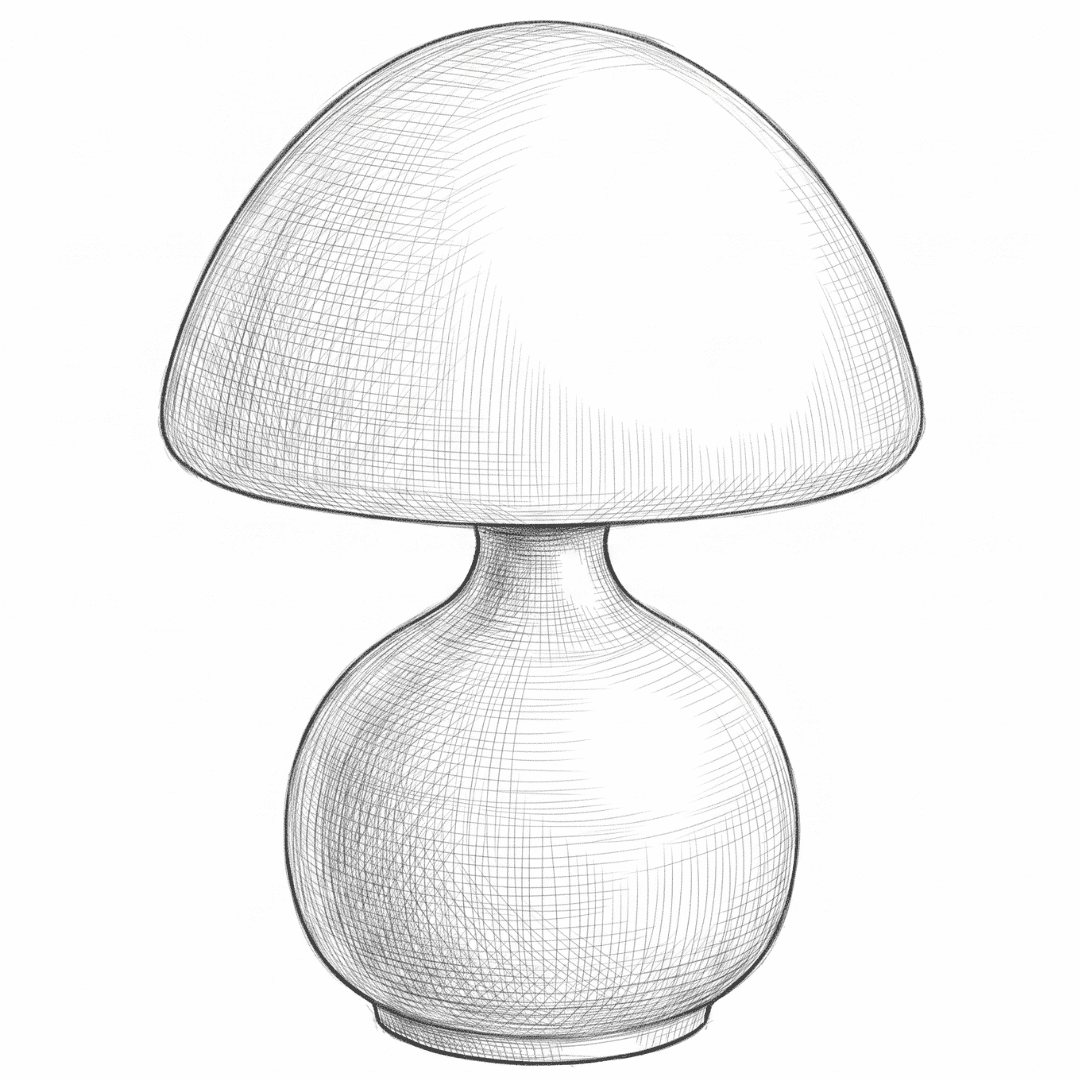 Fine-line pencil illustration of the Garlen table lamp