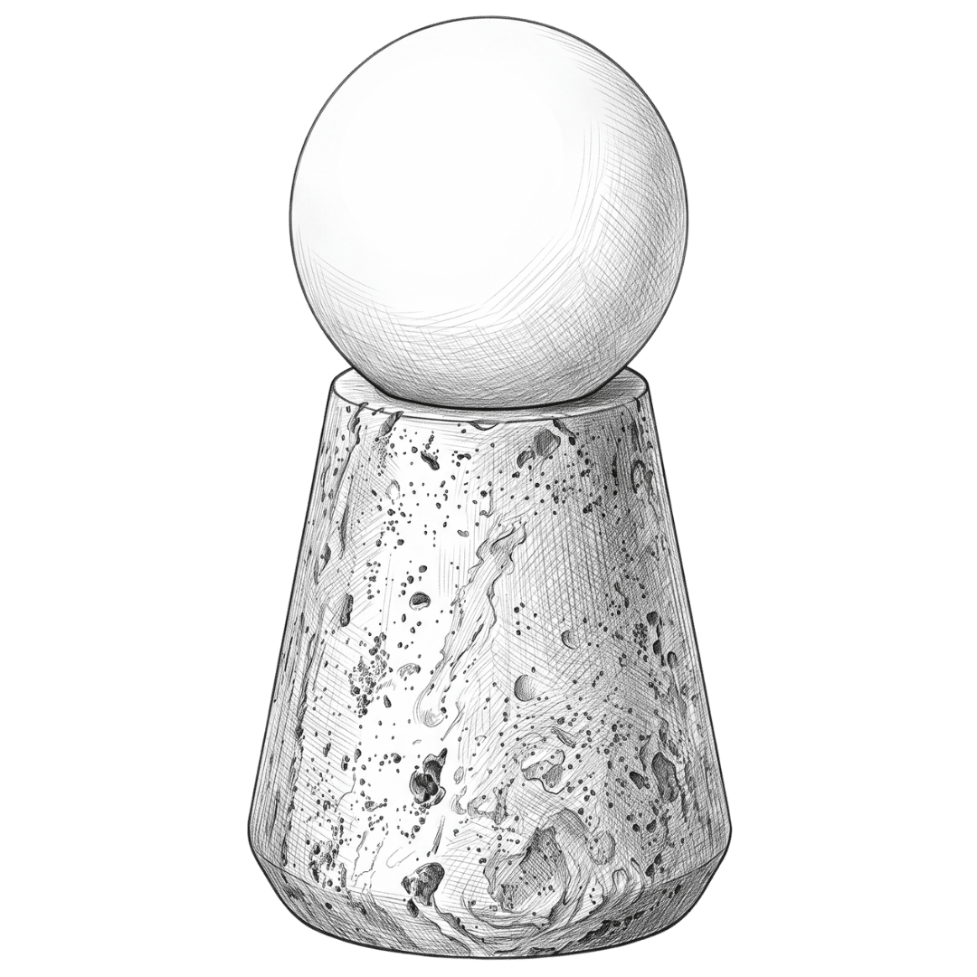 Fine-line pencil illustration of the Gavel table lamp