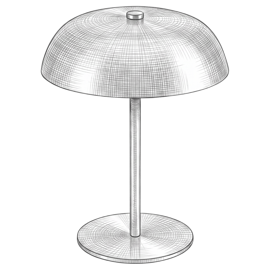 Fine-line pencil illustration of the Gavetti table lamp
