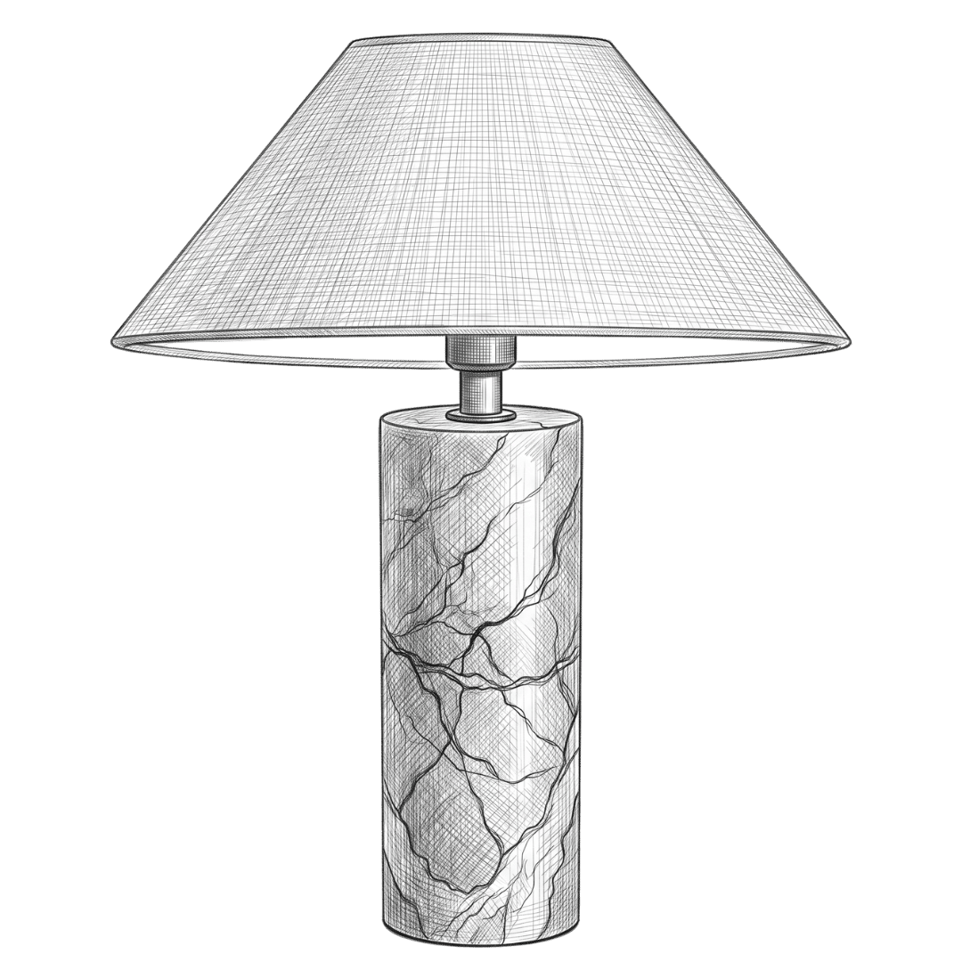 Fine-line pencil illustration of the Maro table lamp