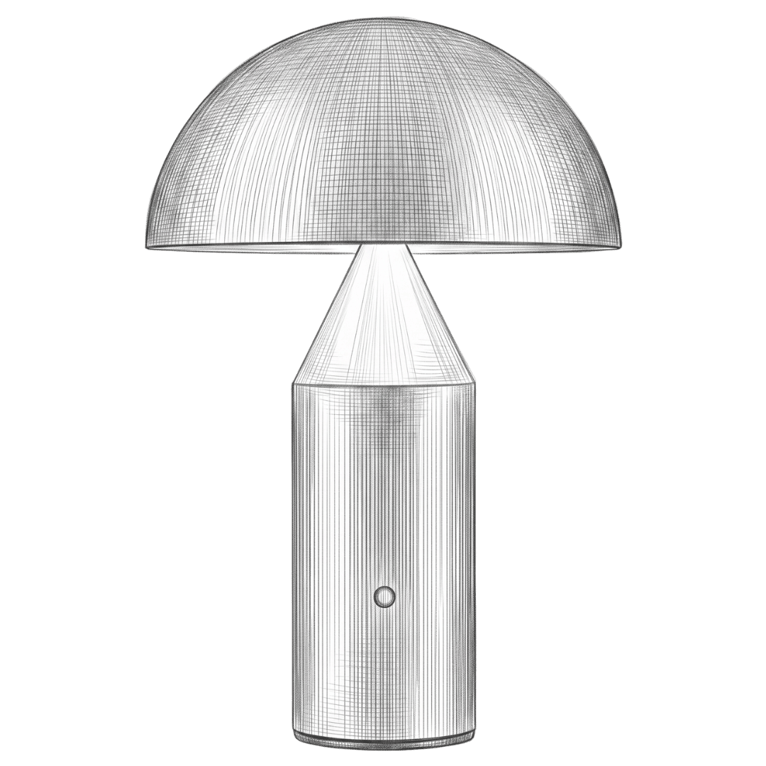 Fine-line pencil illustration of the Olfen table lamp