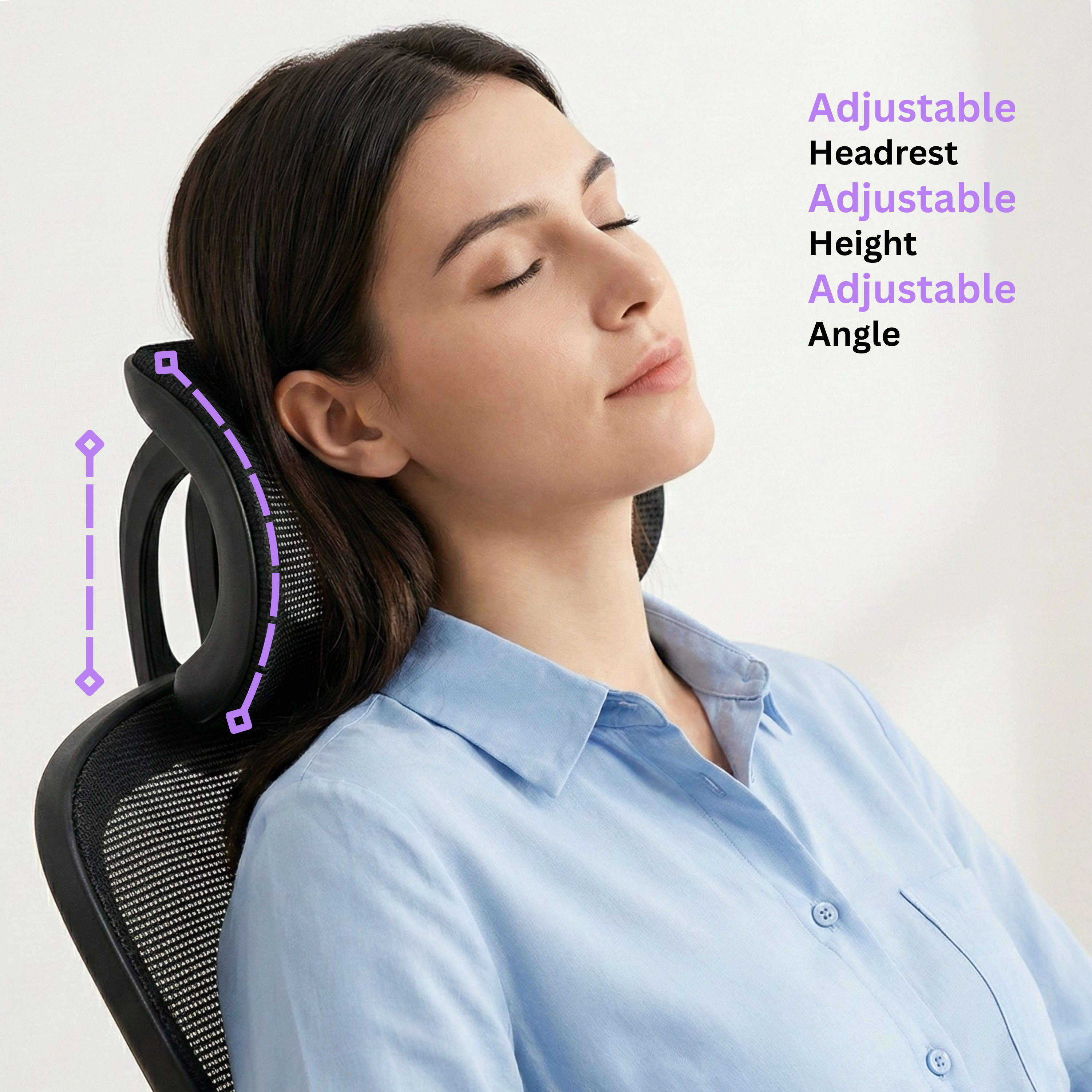 The adjustable headrest of the Deskon ergonomic chair