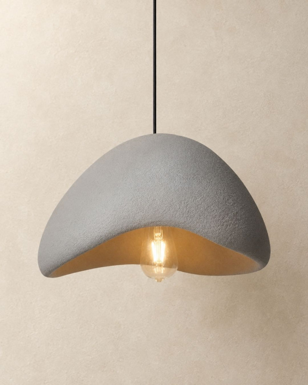 Desna pendant light in grey, wavy silhouette, product photograph