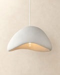 Desna pendant light in white, wavy silhouette, product photograph