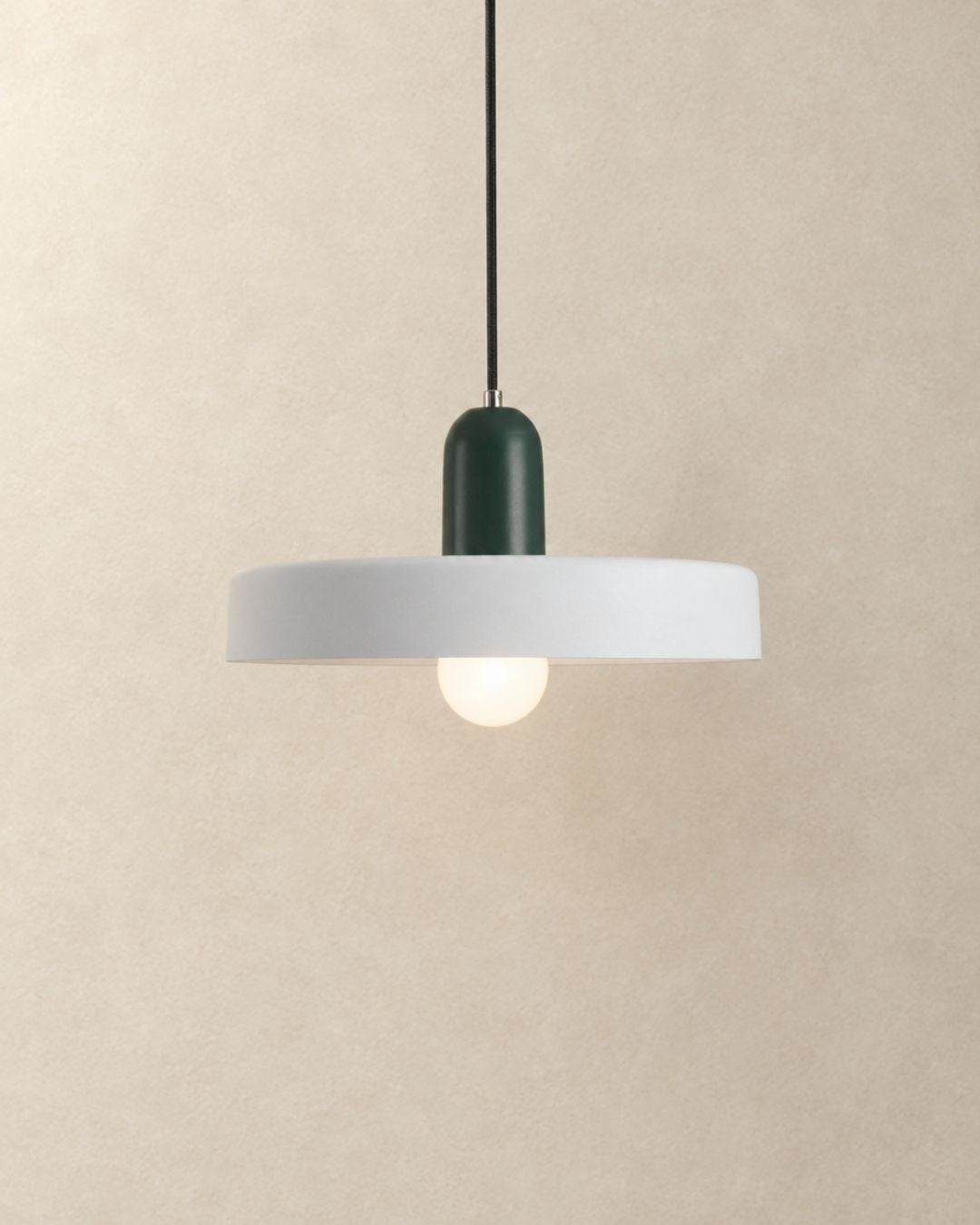 Nyla pendant light in green and white, product photograph