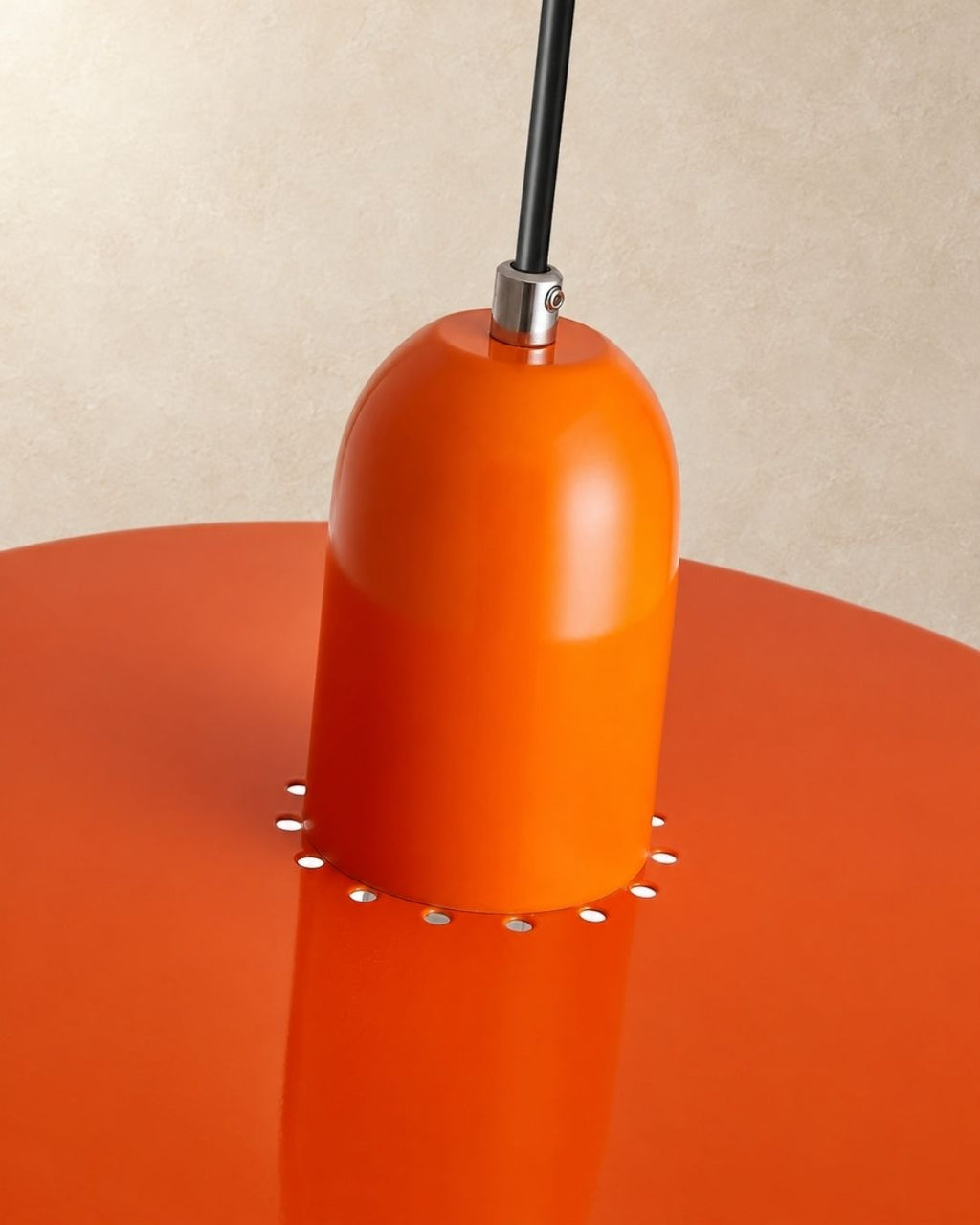 Nyla pendant light in orange, close view from above