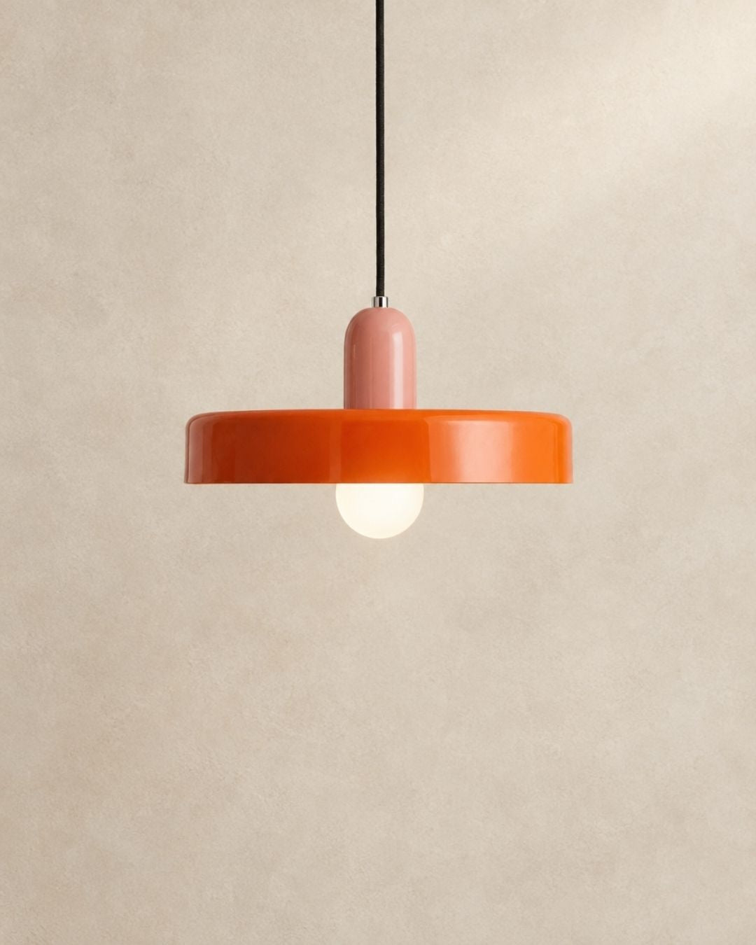 Nyla pendant light in pink and orange, product photograph