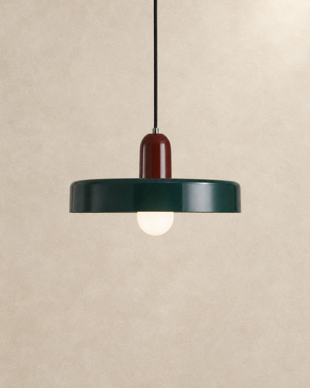 Nyla pendant light in red and green, product photograph