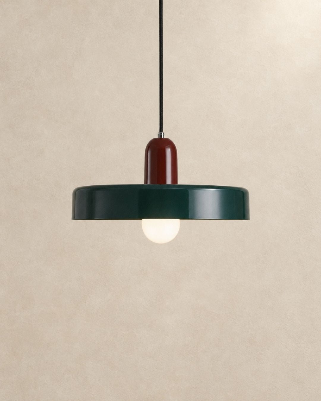 Nyla pendant light in red and green, product photograph