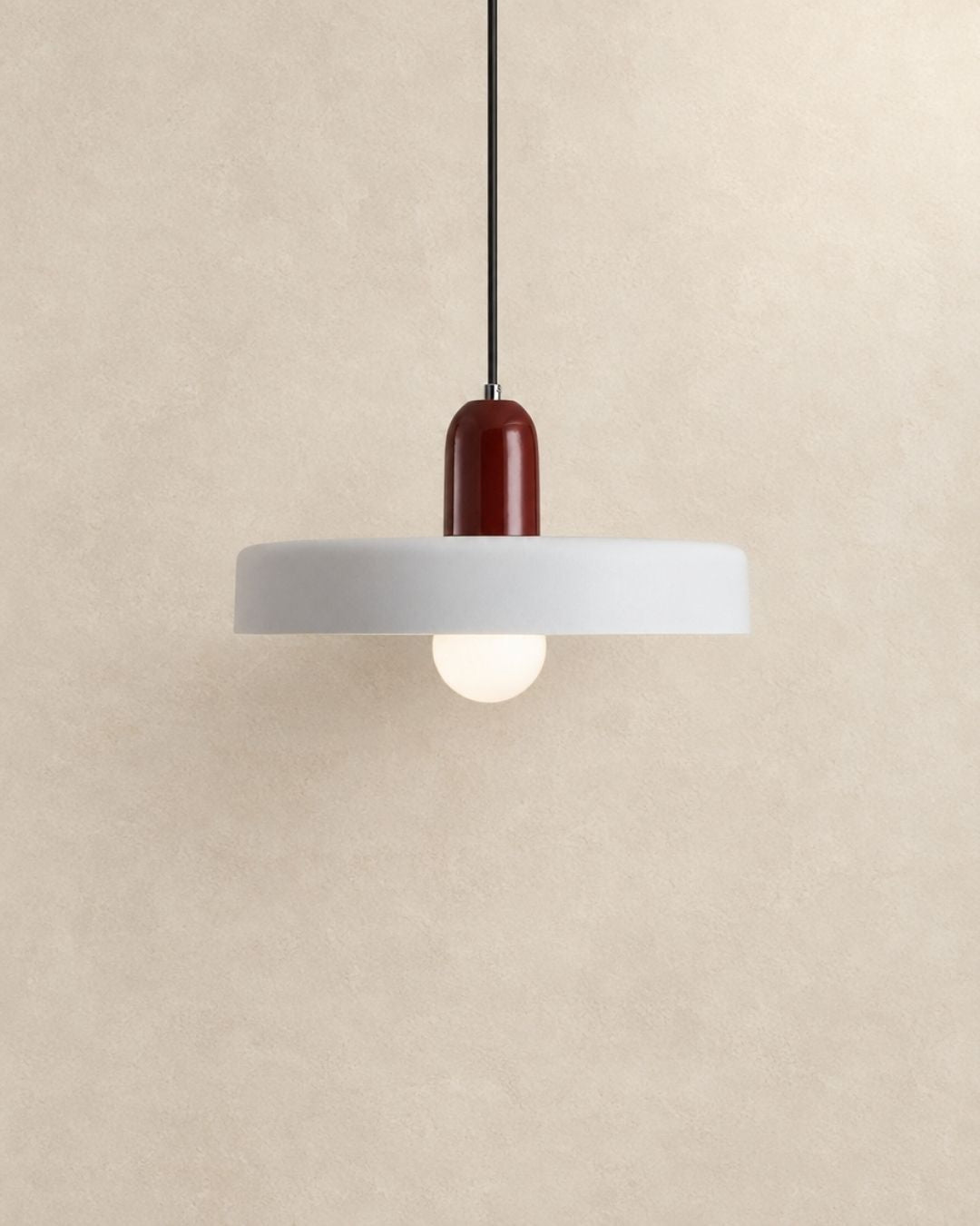 Nyla pendant light in red and white, product photograph