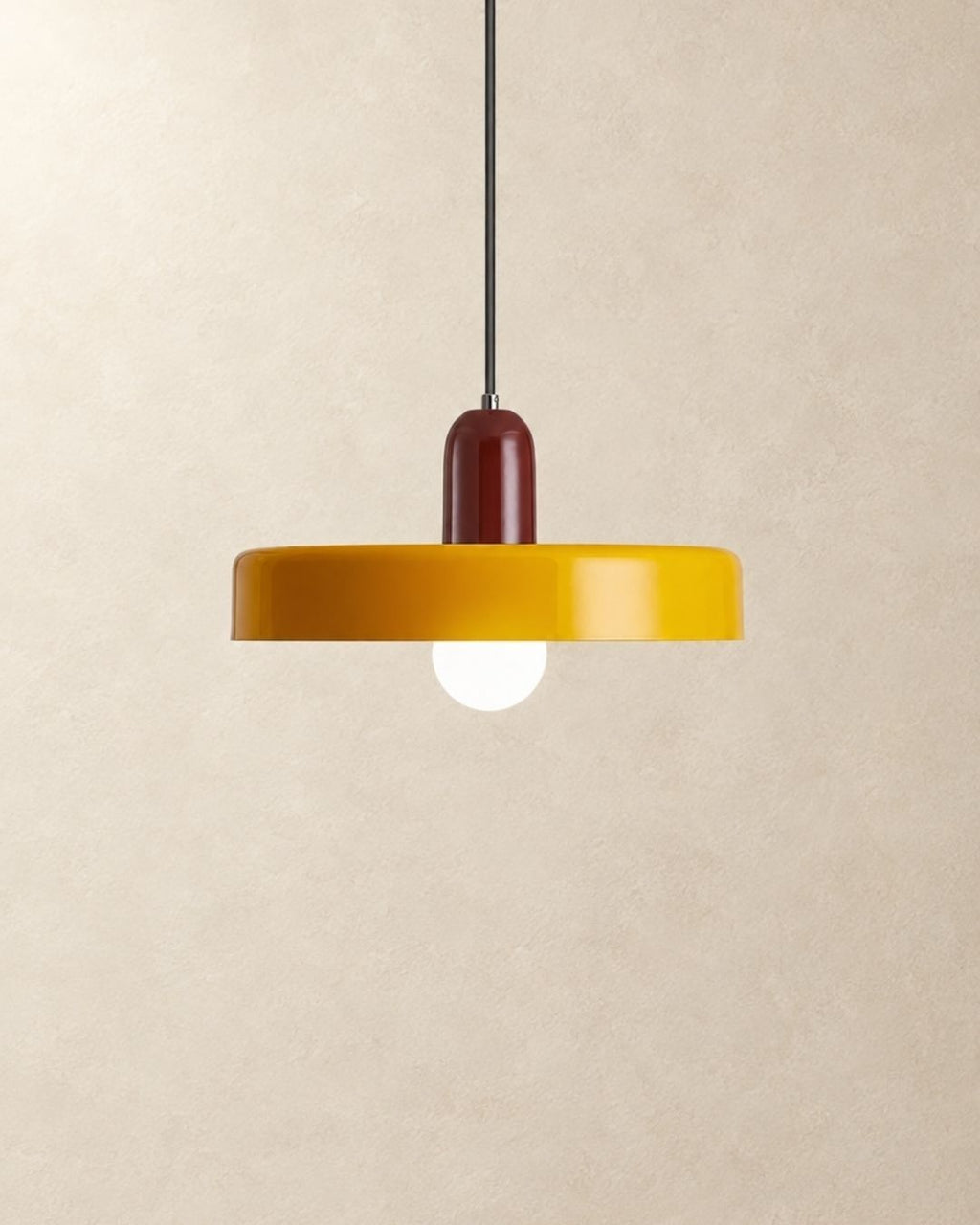 Nyla pendant light in red and yellow, product photograph