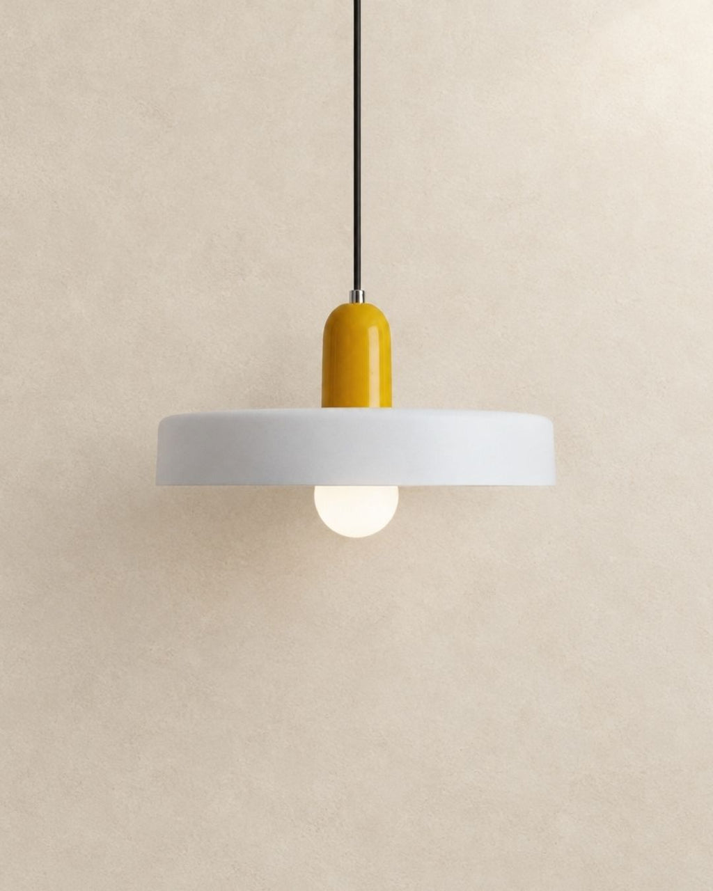 Nyla pendant light in yellow and white, product photograph