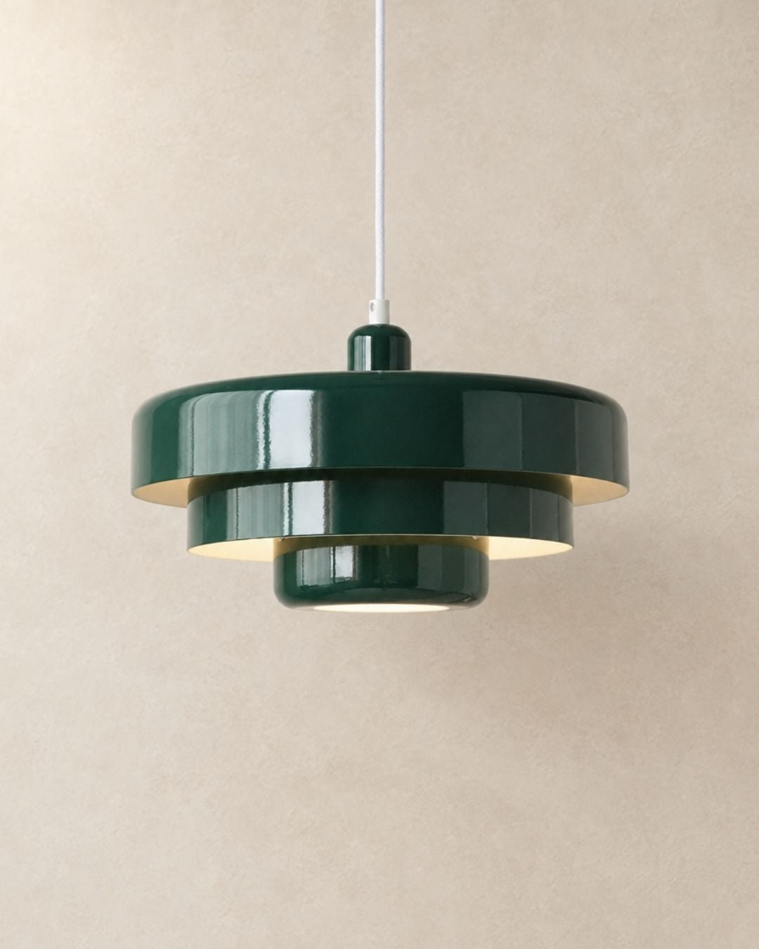 Tessia pendant light in green, product photograph