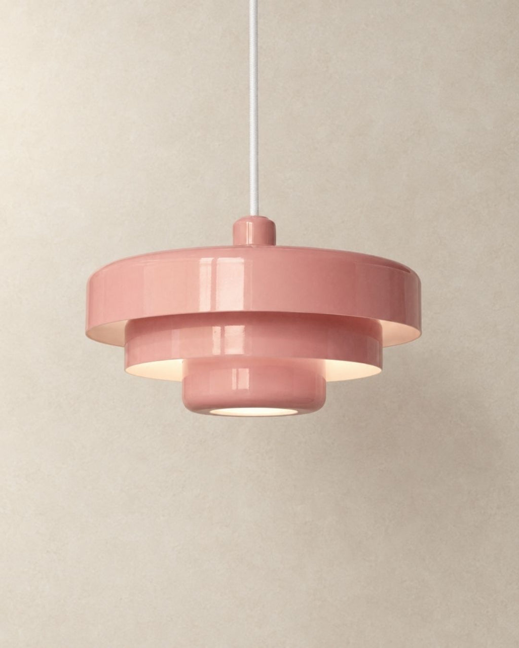Tessia pendant light in pink, product photograph