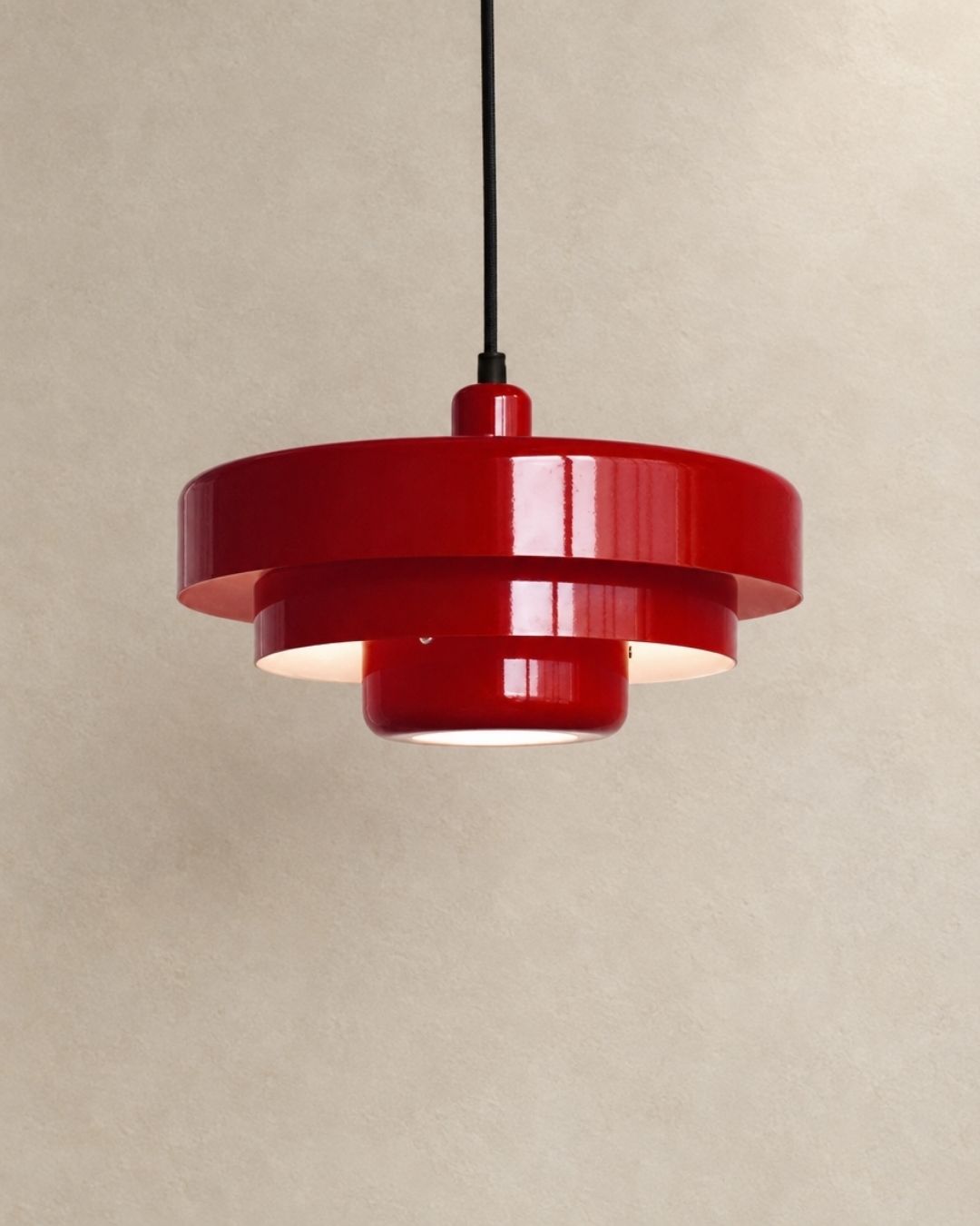 Tessia pendant light in red, product photograph