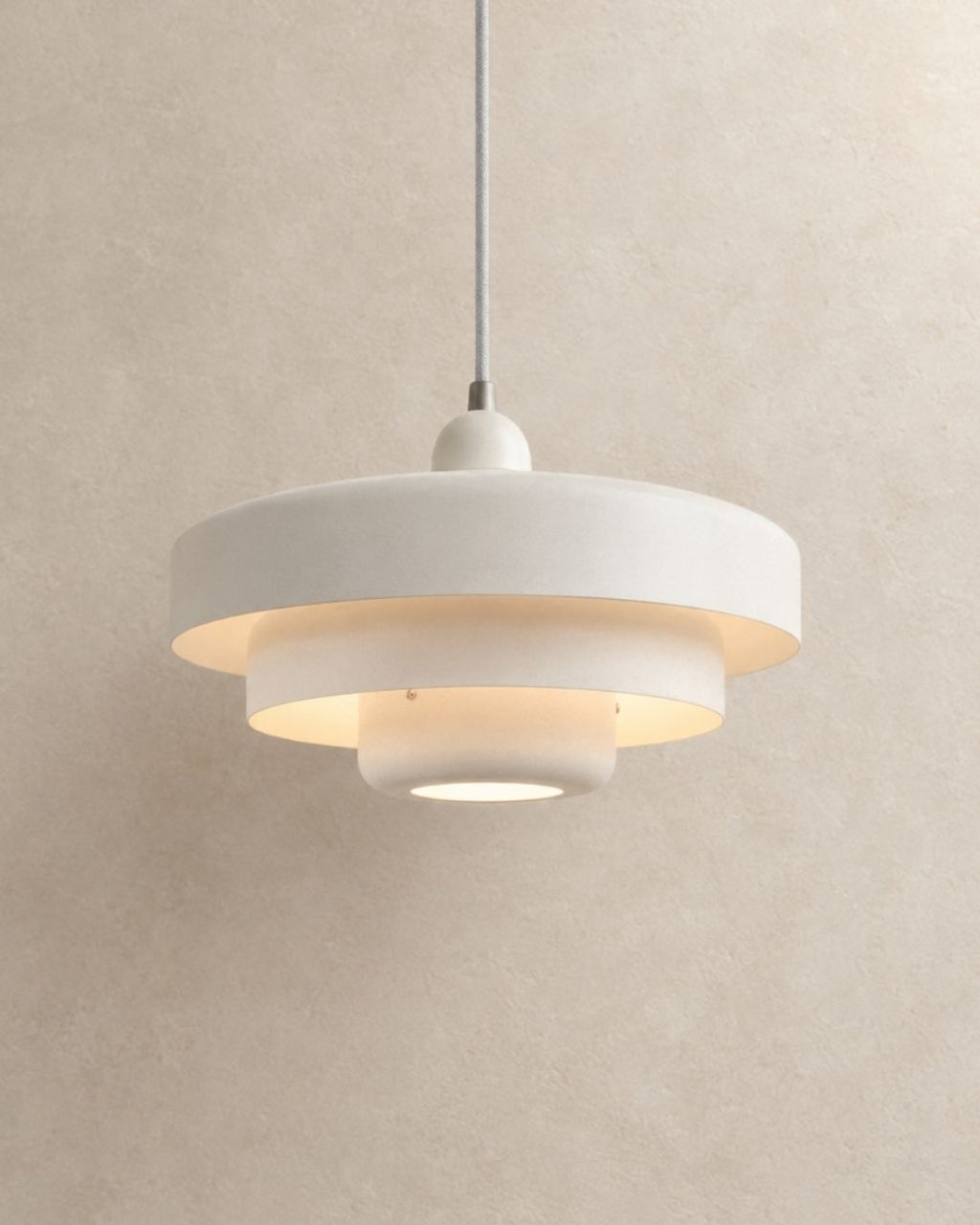 Tessia pendant light in white, product photograph