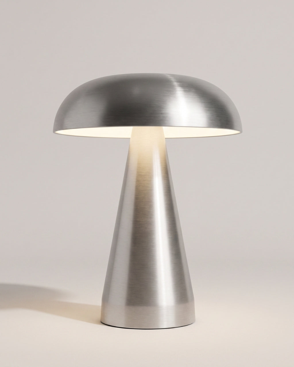 Cerlin table lamp in silver, domed shade on a tapered base