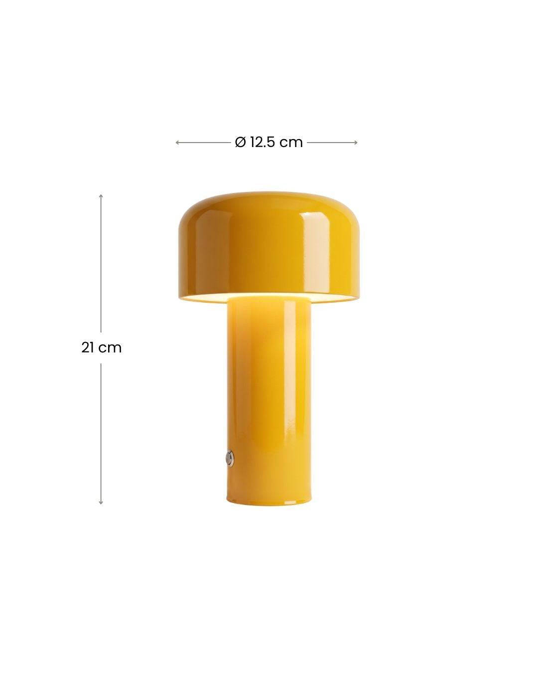 Dimensions of the Halo table lamp, 12.5 cm diameter and 21 cm height