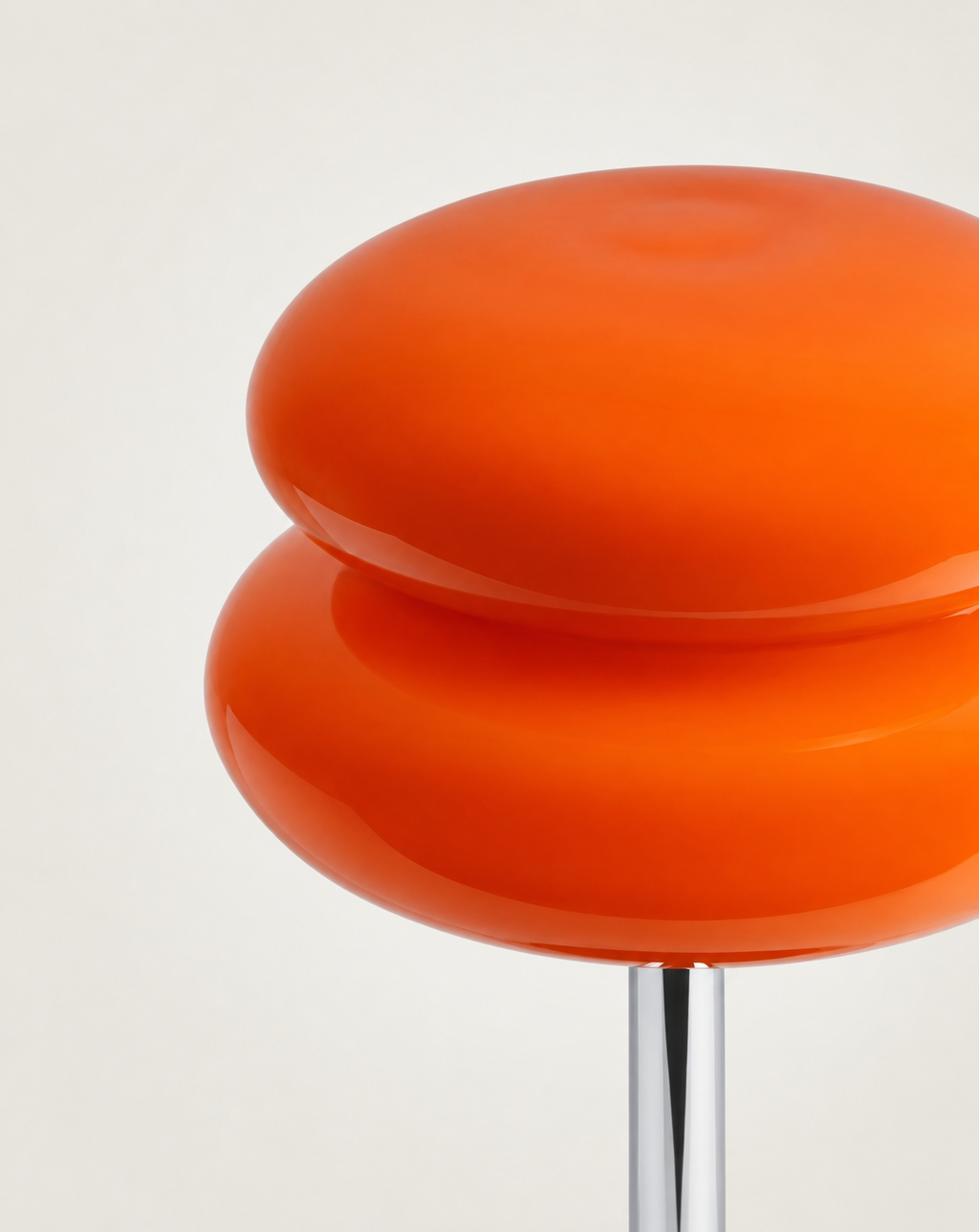 Olvetti table lamp in Orange, rounded glass volumes in detail