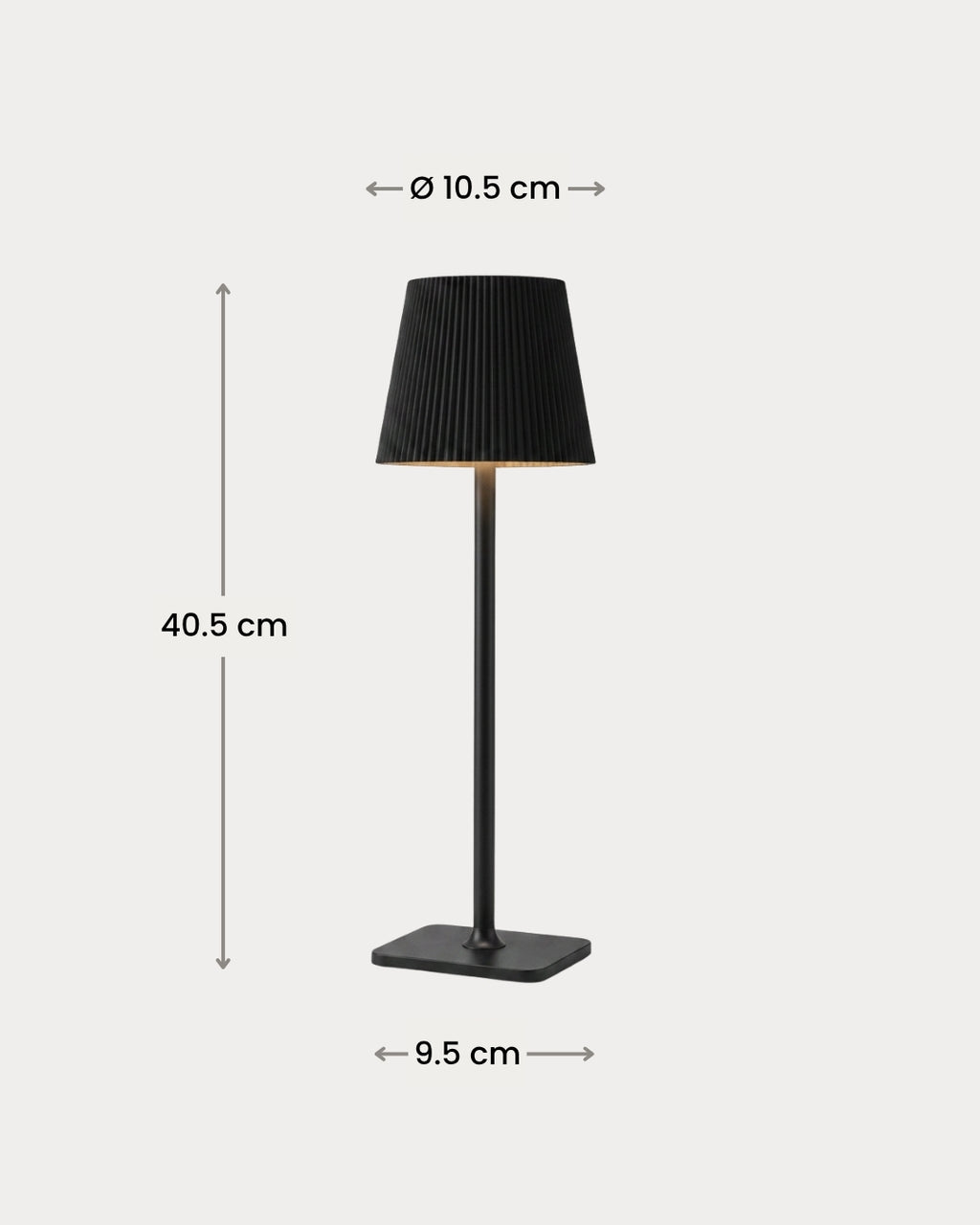 Dimensions of the Velmo table lamp