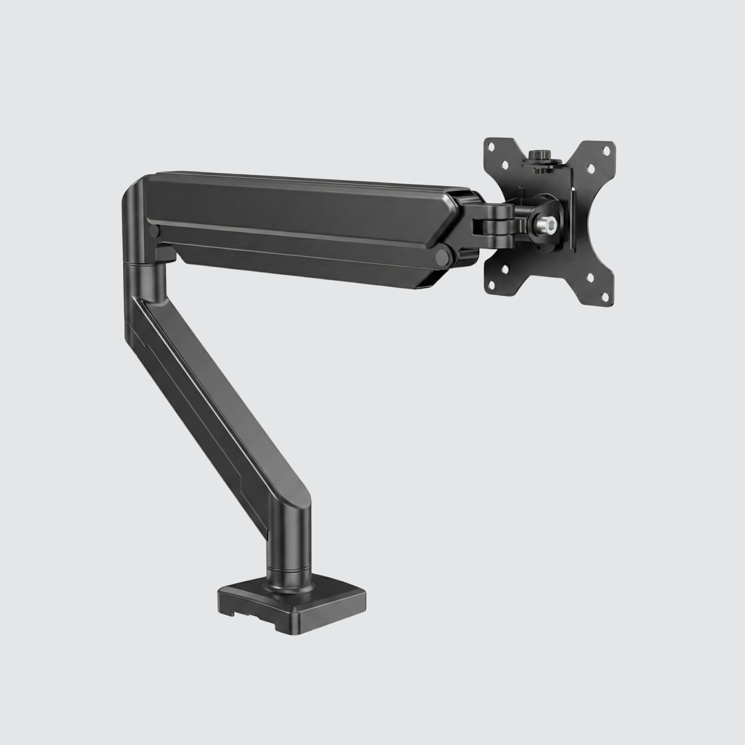Monitor mount, or monitor holder, in black, by Deskon. 