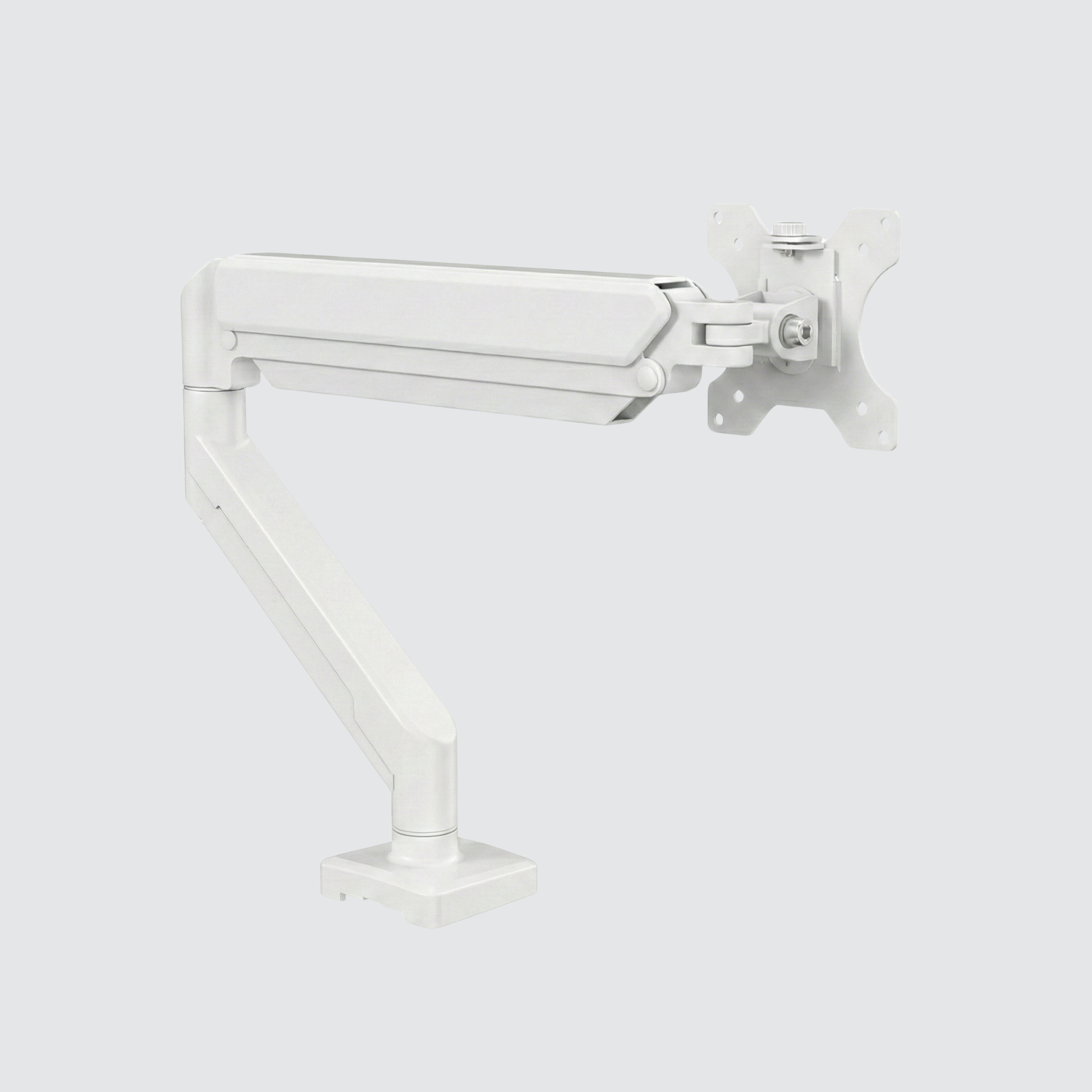 Monitor mount, or monitor holder, in white, by Deskon. 